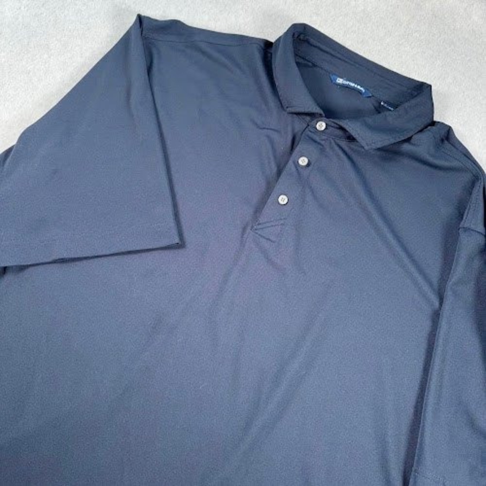 Cutter & Buck Polo Shirt Mens 2XT Navy Blue Solid Short Sleeve Tall Performance